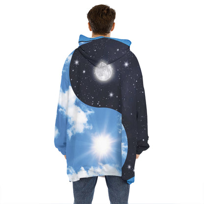 Sky And Space Yin Yang Print Hoodie Blanket