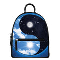 Sky And Space Yin Yang Print Leather Backpack