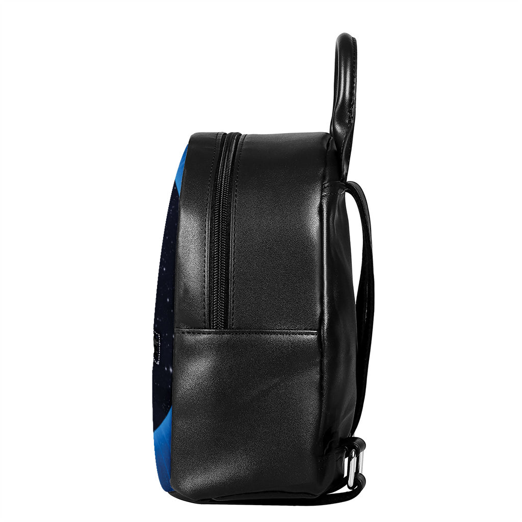 Sky And Space Yin Yang Print Leather Backpack