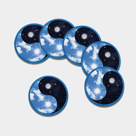 Sky And Space Yin Yang Print Leather Coaster Set