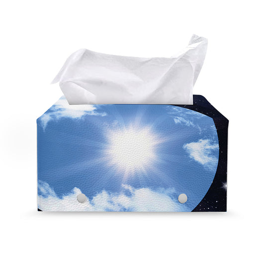 Sky And Space Yin Yang Print Leather Tissue Box Cover