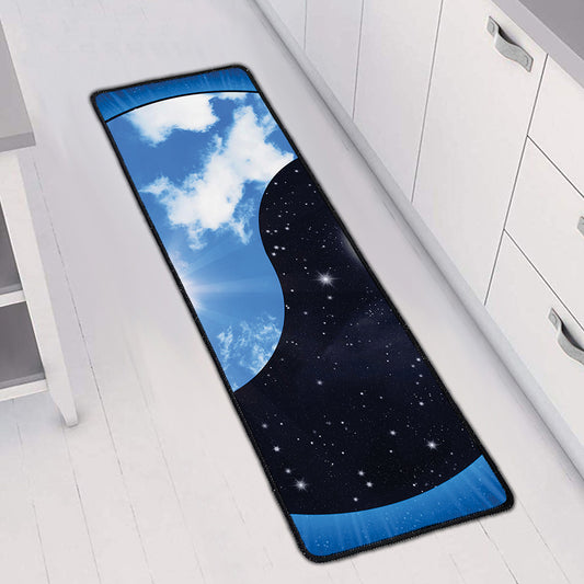 Sky And Space Yin Yang Print Long Kitchen Mat