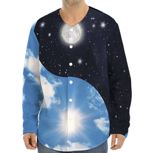 Sky And Space Yin Yang Print Long Sleeve Baseball Jersey