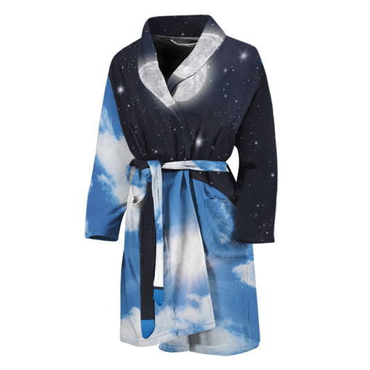Sky And Space Yin Yang Print Men's Bathrobe
