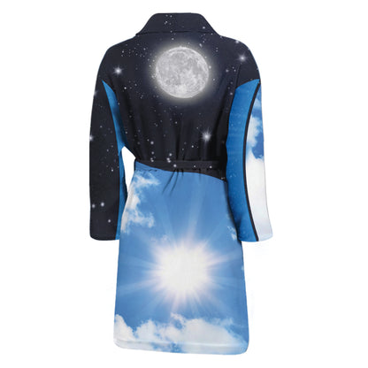 Sky And Space Yin Yang Print Men's Bathrobe
