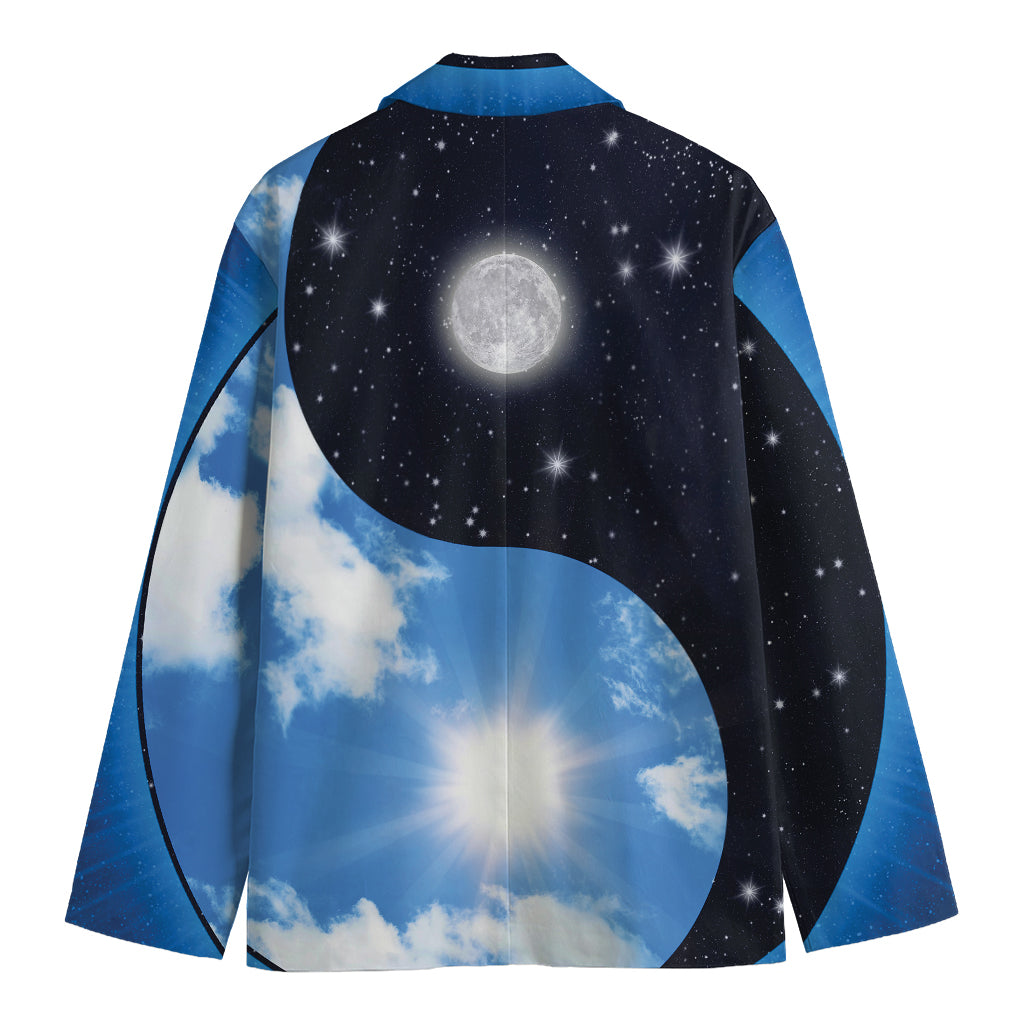 Sky And Space Yin Yang Print Men's Blazer