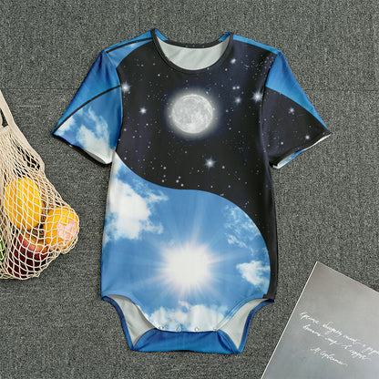 Sky And Space Yin Yang Print Men's Bodysuit