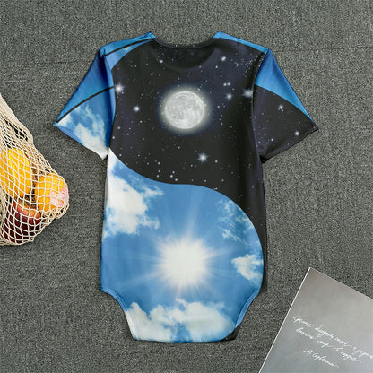 Sky And Space Yin Yang Print Men's Bodysuit