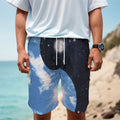 Sky And Space Yin Yang Print Men's Cargo Shorts