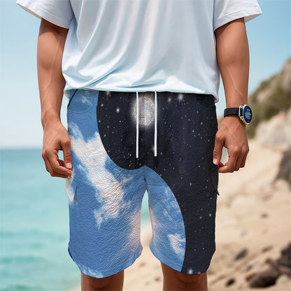 Sky And Space Yin Yang Print Men's Cargo Shorts