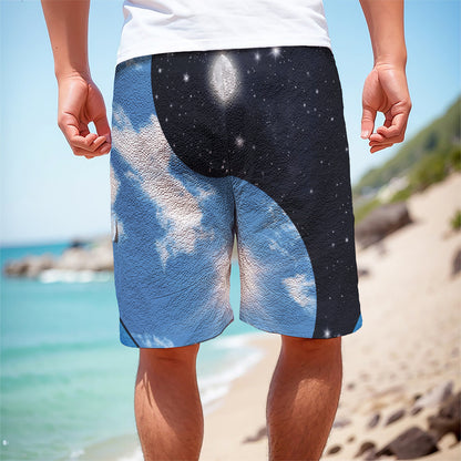 Sky And Space Yin Yang Print Men's Cargo Shorts
