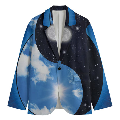 Sky And Space Yin Yang Print Men's Cotton Blazer