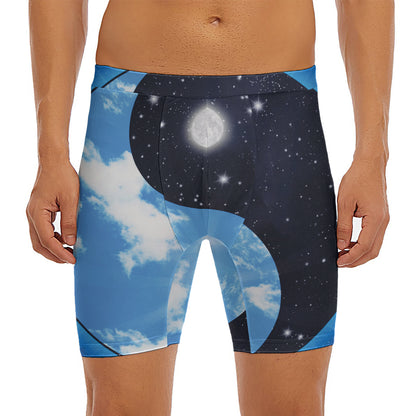 Sky And Space Yin Yang Print Men's Long Boxer Briefs