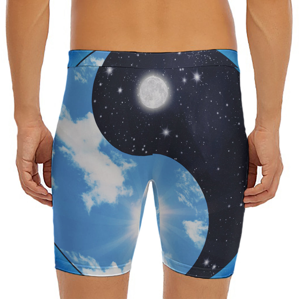Sky And Space Yin Yang Print Men's Long Boxer Briefs