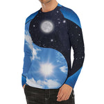 Sky And Space Yin Yang Print Men's Long Sleeve Rash Guard