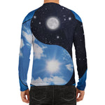 Sky And Space Yin Yang Print Men's Long Sleeve Rash Guard