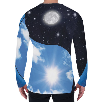 Sky And Space Yin Yang Print Men's Long Sleeve T-Shirt