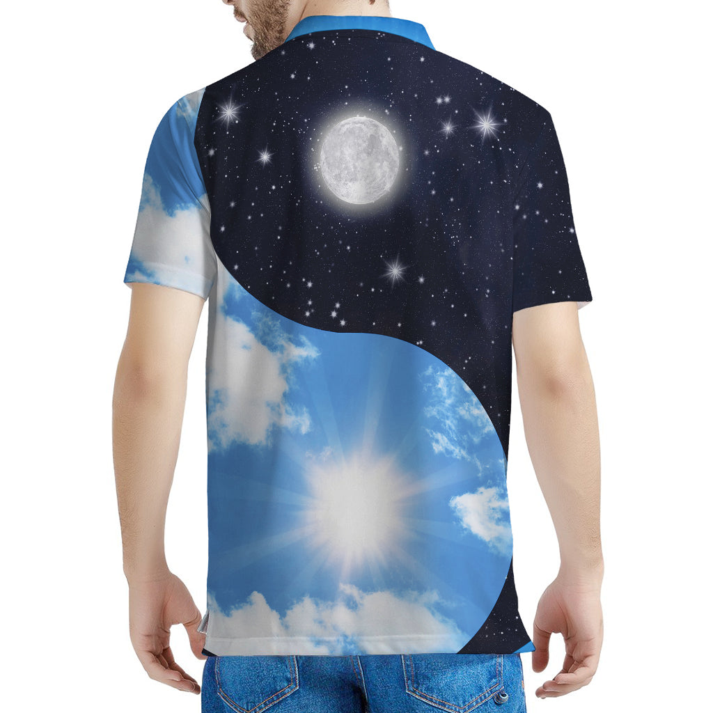 Sky And Space Yin Yang Print Men's Polo Shirt