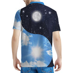 Sky And Space Yin Yang Print Men's Polo Shirt