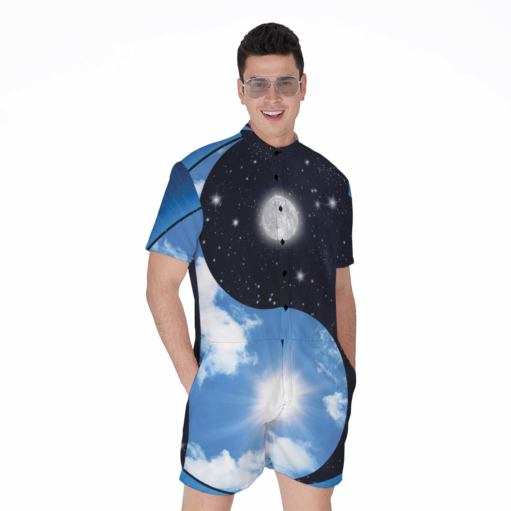Sky And Space Yin Yang Print Men's Rompers