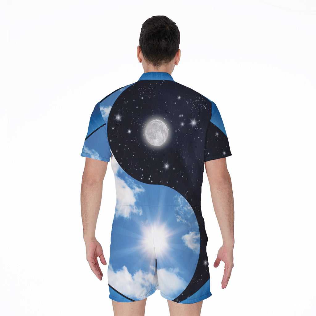 Sky And Space Yin Yang Print Men's Rompers