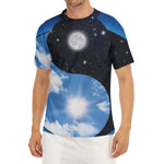 Sky And Space Yin Yang Print Men's Short Sleeve Rash Guard