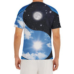 Sky And Space Yin Yang Print Men's Short Sleeve Rash Guard