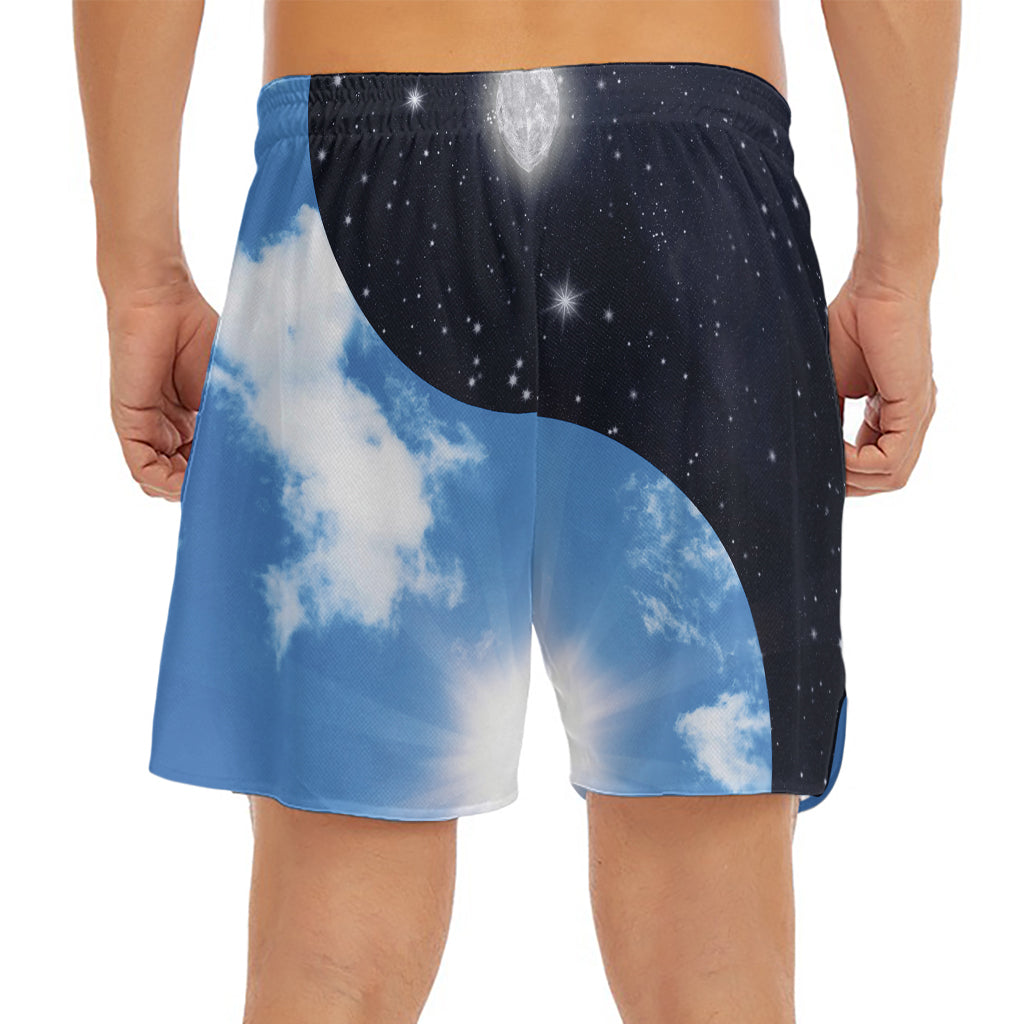 Sky And Space Yin Yang Print Men's Split Running Shorts