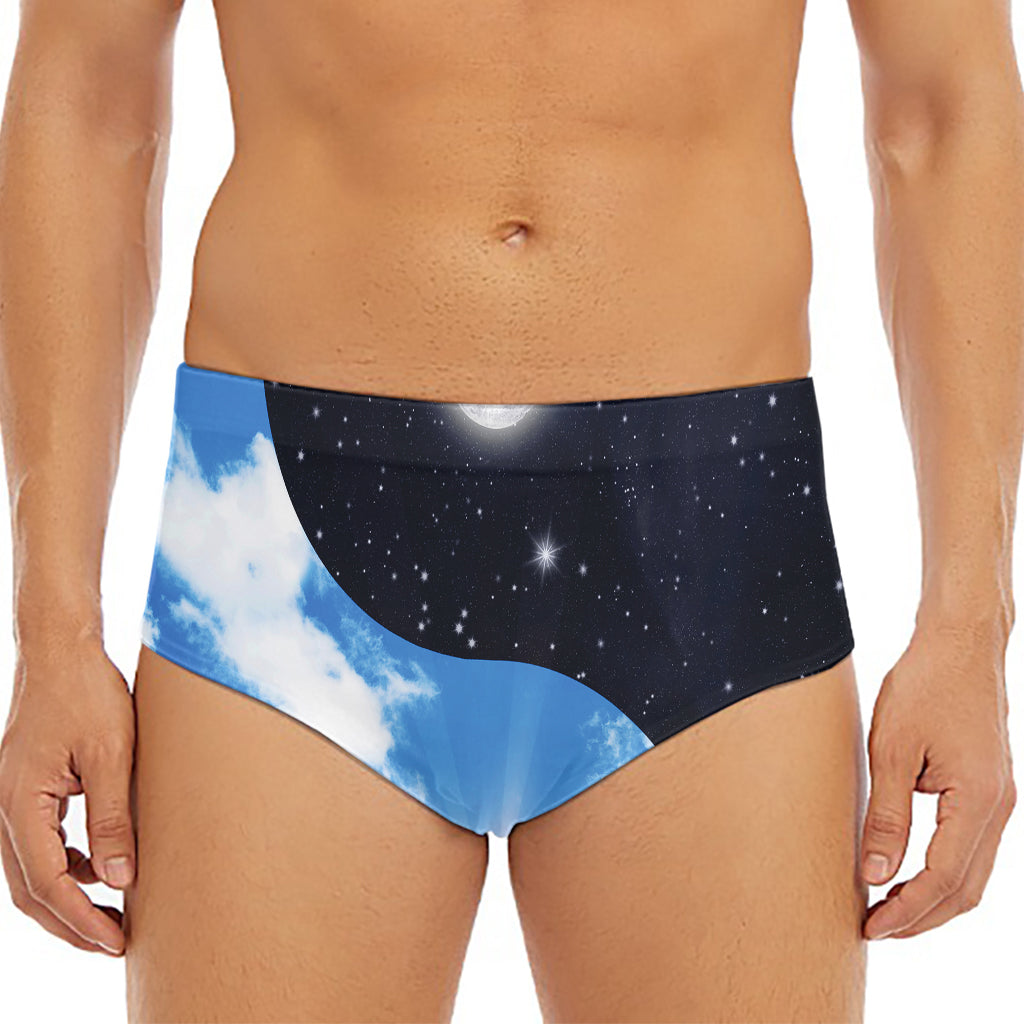 Sky And Space Yin Yang Print Men's Triangle Swim Briefs