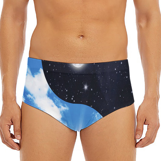 Sky And Space Yin Yang Print Men's Triangle Swim Briefs