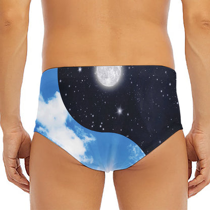 Sky And Space Yin Yang Print Men's Triangle Swim Briefs