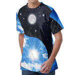 Sky And Space Yin Yang Print Men's Velvet T-Shirt