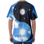 Sky And Space Yin Yang Print Men's Velvet T-Shirt