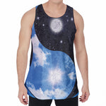 Sky And Space Yin Yang Print Men's Velvet Tank Top