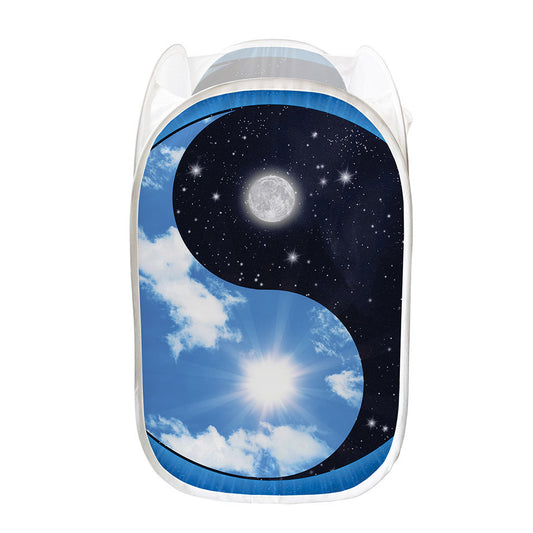 Sky And Space Yin Yang Print Mesh Laundry Hamper