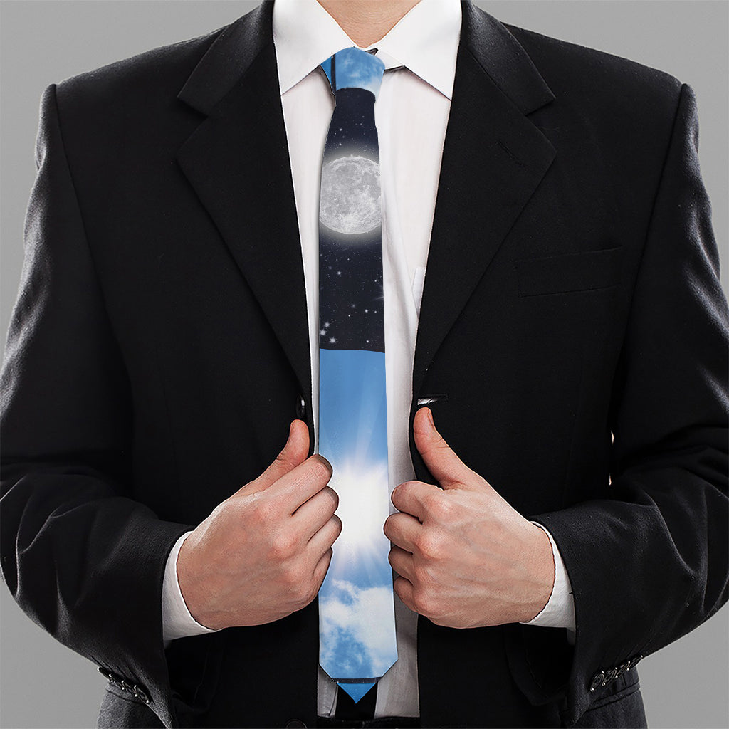 Sky And Space Yin Yang Print Necktie