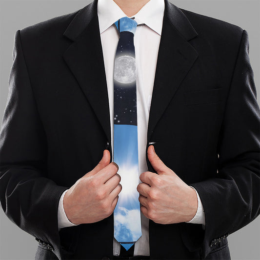 Sky And Space Yin Yang Print Necktie