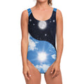 Sky And Space Yin Yang Print One Piece Swimsuit