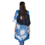Sky And Space Yin Yang Print Open Front Beach Cover Up