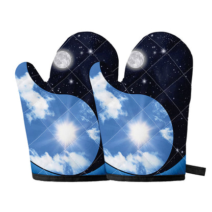 Sky And Space Yin Yang Print Oven Mitts