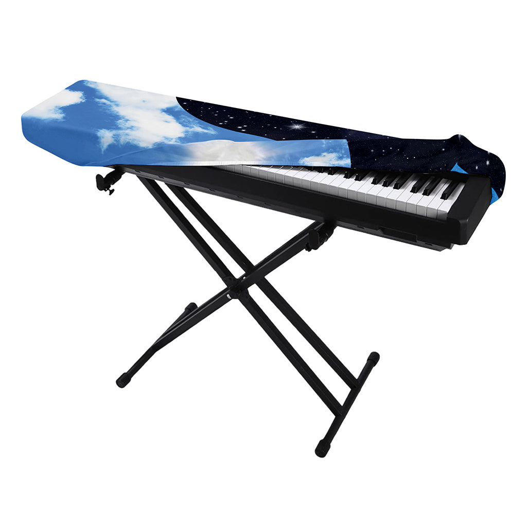 Sky And Space Yin Yang Print Piano Keyboard Cover