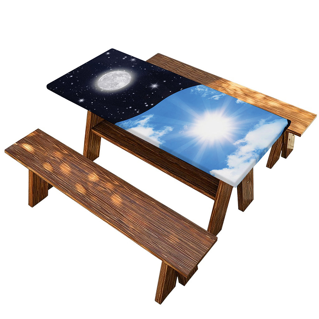 Sky And Space Yin Yang Print Picnic Table Cover