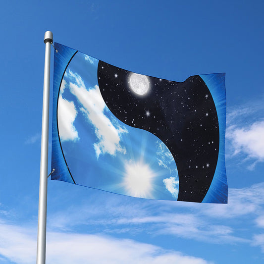 Sky And Space Yin Yang Print Polyester Flag