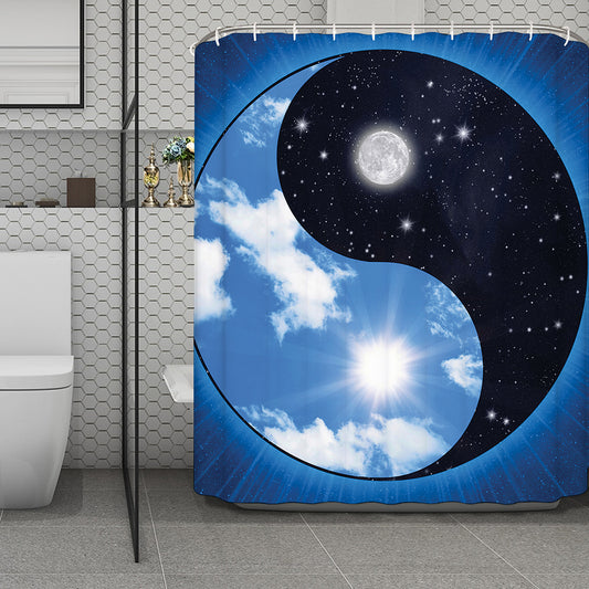 Sky And Space Yin Yang Print Polyester Shower Curtain