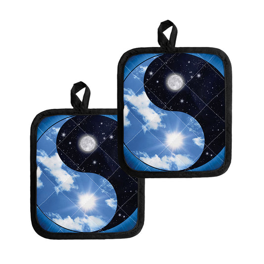 Sky And Space Yin Yang Print Pot Holders
