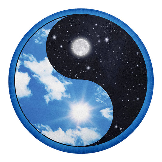 Sky And Space Yin Yang Print Round Blanket