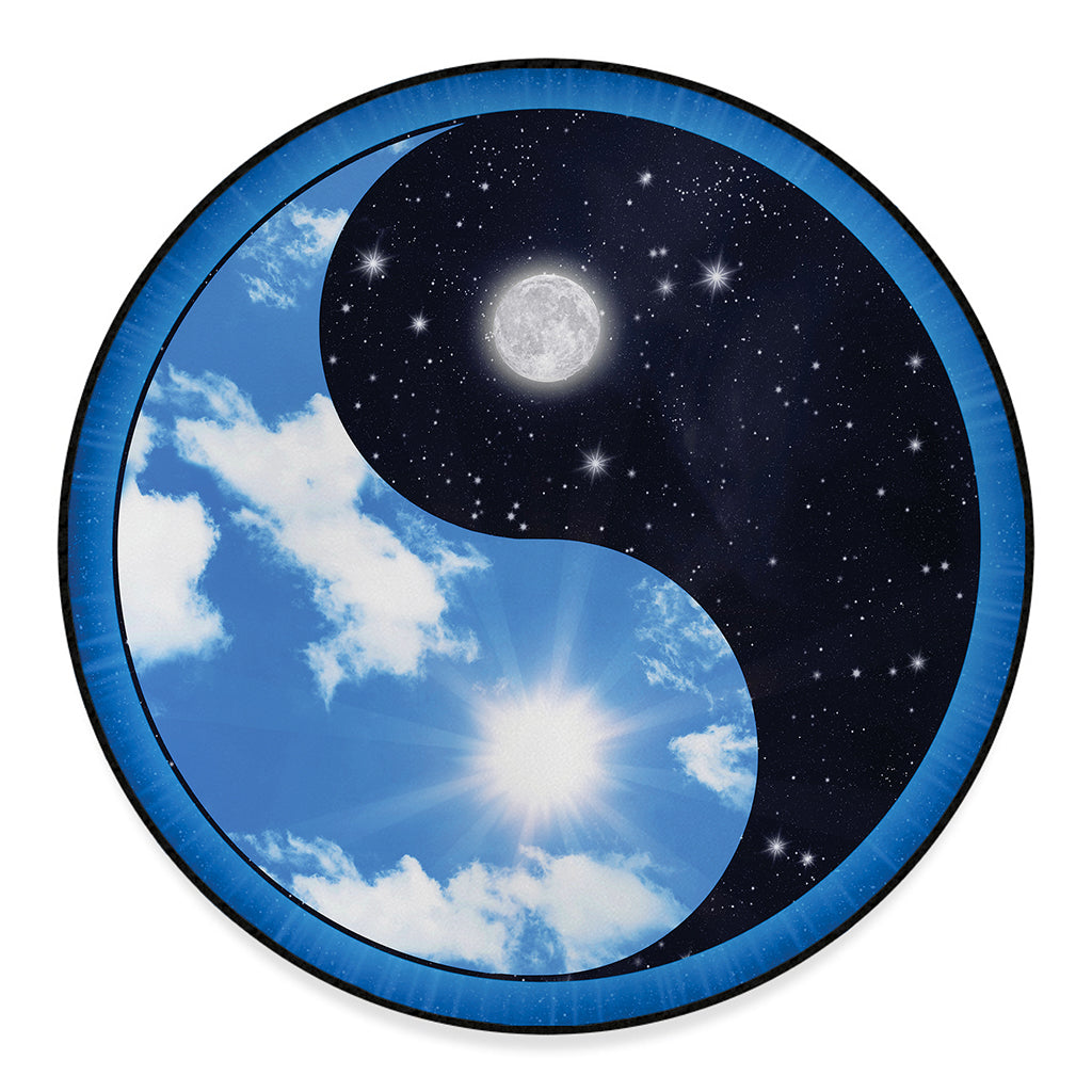 Sky And Space Yin Yang Print Round Floor Mat