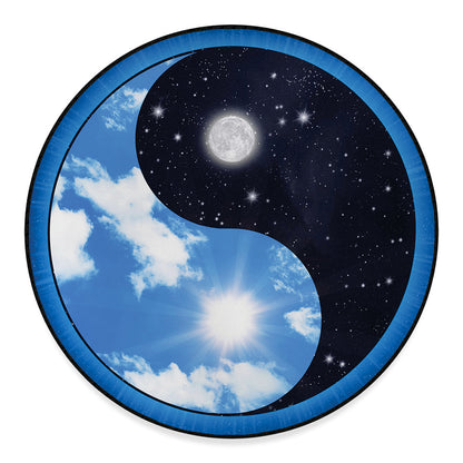 Sky And Space Yin Yang Print Round Floor Mat