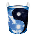 Sky And Space Yin Yang Print Round Laundry Basket