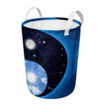 Sky And Space Yin Yang Print Round Laundry Basket
